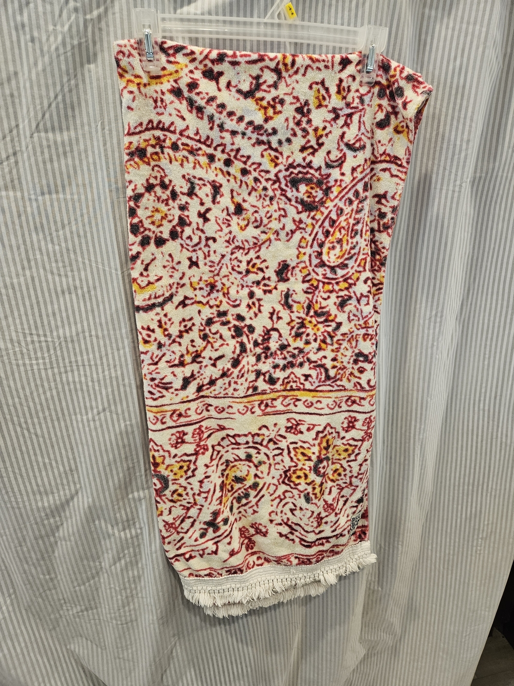 Billabong Cream Beach Towel with Pink & Yellow Paisley Accents 100% Cotton